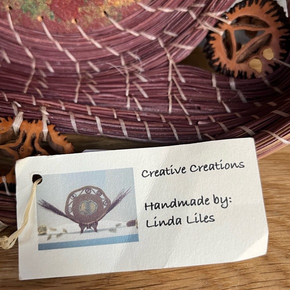 Pine Needle Handcrafted Bowl Walnuts Basket Artisan Rustic Cabin Lodge Nature - Picture 5 of 12